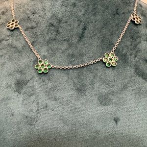 Beautiful Sterling Silver Emerald flower necklace with 49 pcs of Emerald